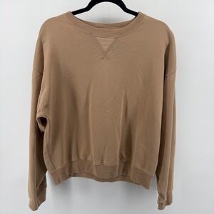 American Eagle Tan Crew Neck Sweatshirt Size S‎ Relaxed Fit Long Sleeve Casual